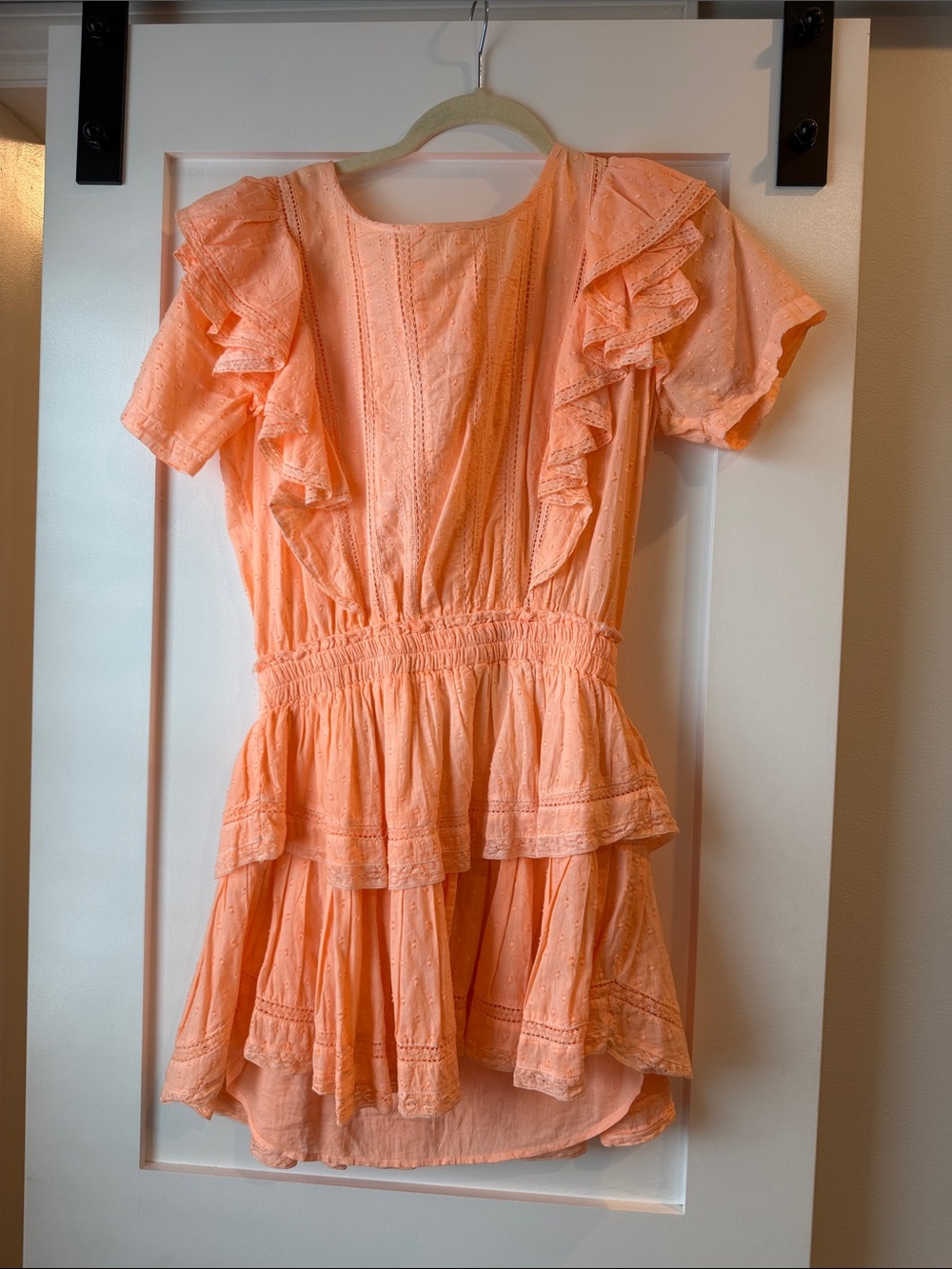 LOVE SHACK FANCY Girls Peach Ruffle Tiered Dress